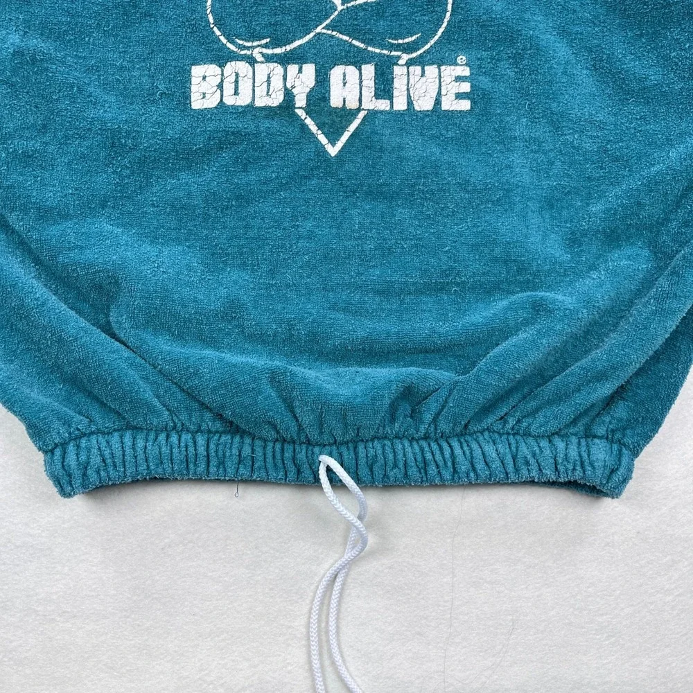 Vintage Body Alive Terry Cloth Gym Top XL Teal Blue Made in USA Bodybuilding 80s - Picture 3 of 10